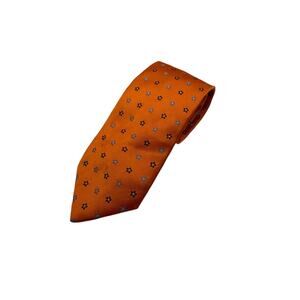 Thomas Pink Silk Tie Orange Floral Woven in England Jermyn Street London